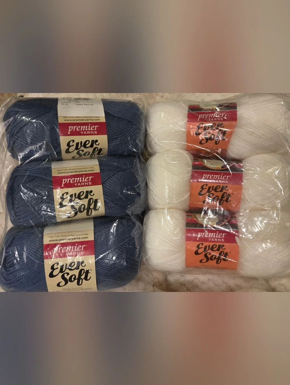 Premier Yarns EverSoft Yarn Bundle in Navy and White 6 New In Packaging